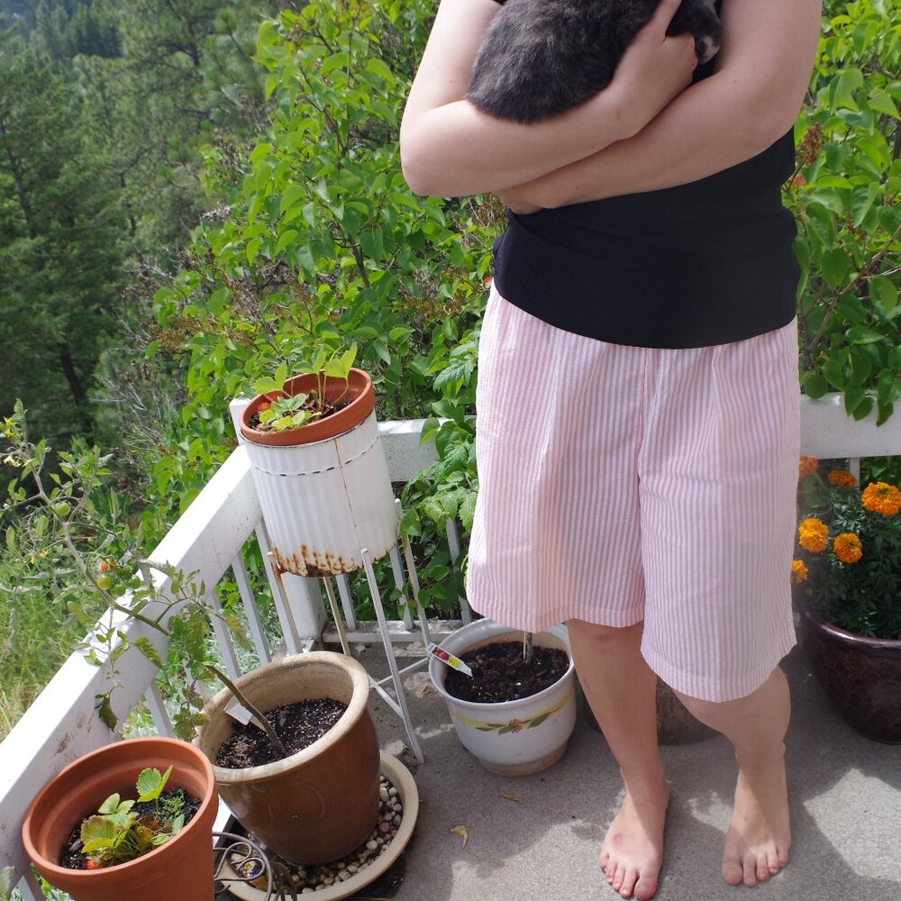 Vintage Bermuda Casual Women's Pin Striped High Wasted Shorts